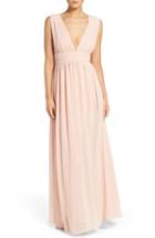 Women's Lulus Plunging V-neck Chiffon Gown
