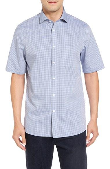 Men's Nordstrom Men's Shop Smartcare(tm) Regular Fit Windowpane Short Sleeve Sport Shirt