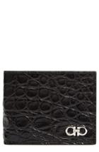 Men's Salvatore Ferragamo Crocodile Leather Wallet - Black