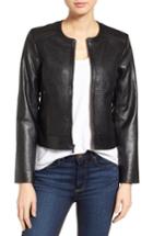 Women's Cole Haan Woven Front Leather Jacket