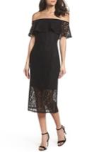 Women's Nsr Lace Off The Shoulder Midi Dress - Black