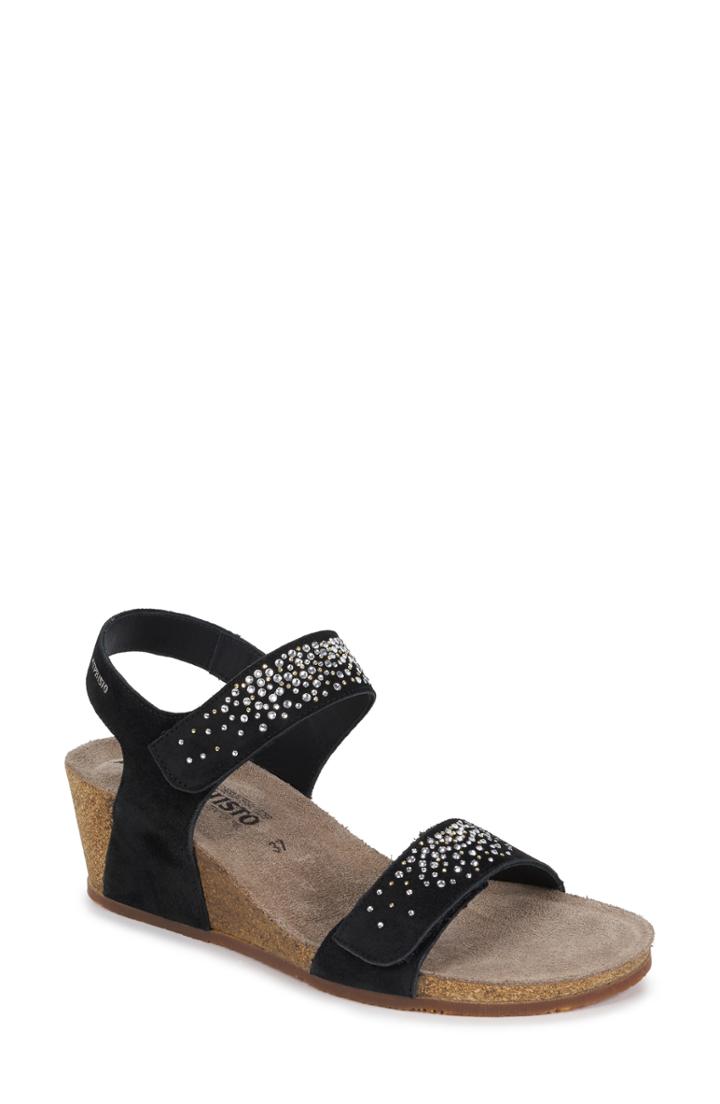 Women's Mephisto Maria Spark Wedge Sandal M - Black