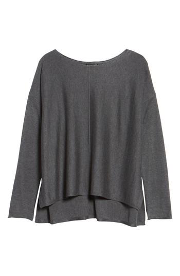 Women's Eileen Fisher Tencel Blend High/low Sweater, Size - Grey