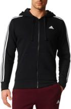 Men's Adidas Essentials 3s Brushed Fleece Zip Hoodie, Size - Black
