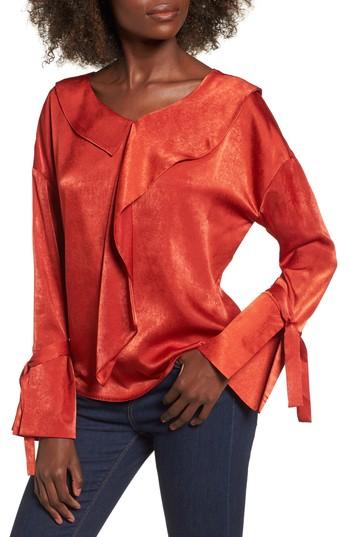 Women's Moon River Drape Satin Blouse - Pink
