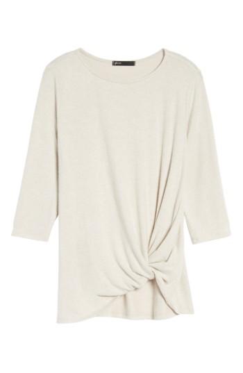 Petite Women's Gibson Twist Front Cozy Fleece Pullover, Size P - Beige