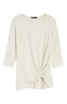 Petite Women's Gibson Twist Front Cozy Fleece Pullover, Size P - Beige
