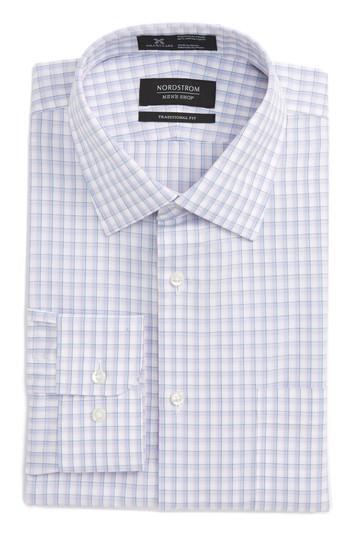 Men's Nordstrom Men's Shop Smartcare(tm) Traditional Fit Check Dress Shirt 34/35 - Pink