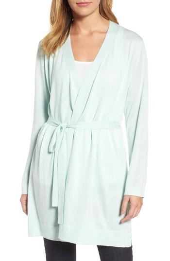 Women's Eileen Fisher Tie Waist Tencel Blend Cardigan, Size - Blue