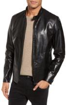 Men's Schott Nyc Cafe Leather Moto Jacket - Black
