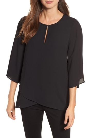 Women's Karen Kane Keyhole Crossover Crepe Top - Black