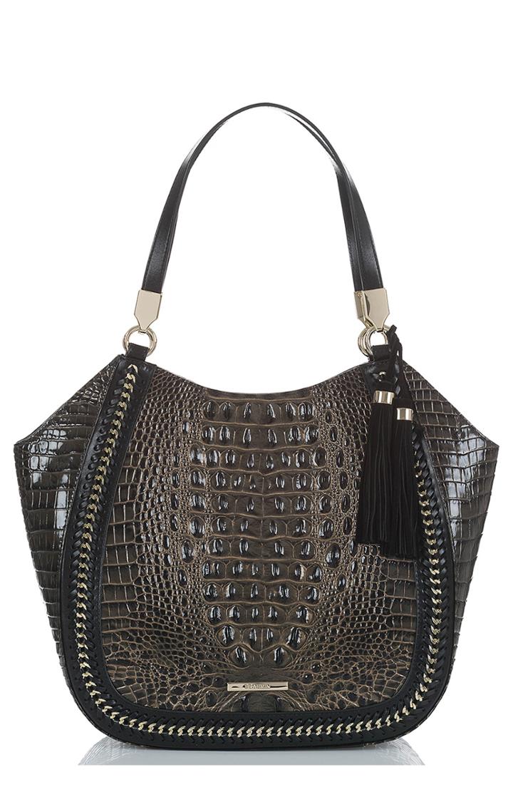 Brahmin Marianna Croc Embossed Leather Tote - Grey