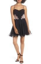 Women's Blondie Nites Applique Sweetheart Fit & Flare Dress - Black