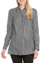 Women's Foxcroft Emilia Holiday Stripe Shirt - Black