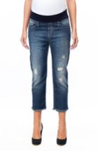Women's Pietro Brunelli Distressed Crop Boyfriend Maternity Jeans - Blue