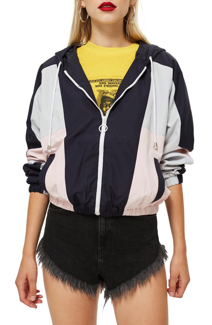 Women's Topshop Rocky Windbreaker Jacket - Blue