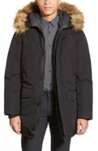 Men's Vince Camuto Down & Feather Parka With Faux Fur Trim - Black