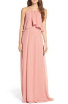 Women's Nouvelle Amsale 'cait' Chiffon Halter Gown, Size - Pink