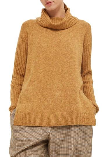 Women's Topshop Oversize Turtleneck Sweater Us (fits Like 6-8) - Yellow