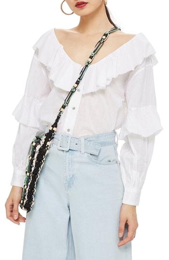 Women's Topshop Ruffle Blouse Us (fits Like 0) - Ivory