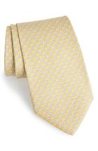 Men's Salvatore Ferragamo Fibbia Geometric Print Silk Tie, Size - Yellow