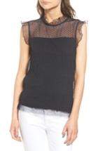 Women's Chelsea28 Ruffle Mock Neck Mesh Blouse - Blue