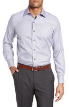 Men's David Donahue Print Sport Shirt - Brown