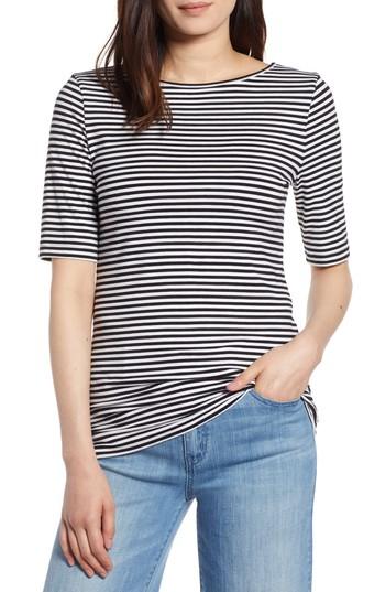 Women's Halogen Reversible Neck Tee, Size - Black