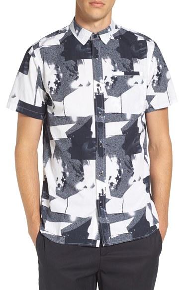 Men's Tavik 'porter' Print Poplin Short Sleeve Woven Shirt