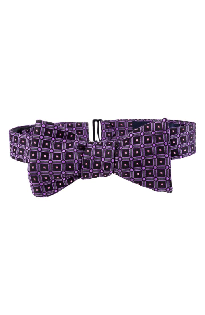 Men's Ted Baker London Tonal Squares Bow Tie, Size - Black