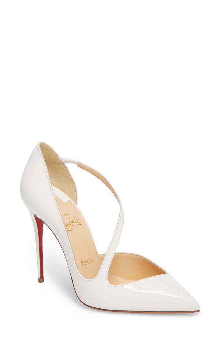Women's Christian Louboutin Strappy Half D'orsay Pump Us / 40eu - White