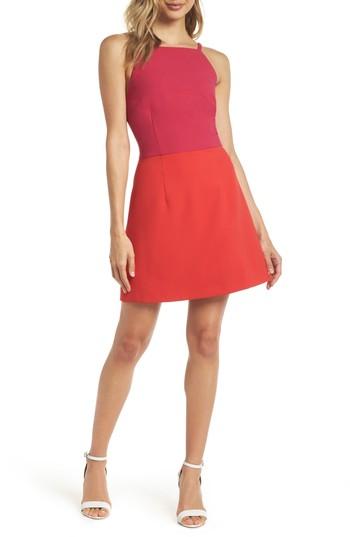 Women's French Connection Whisper Light Colorblock Minidress - Pink