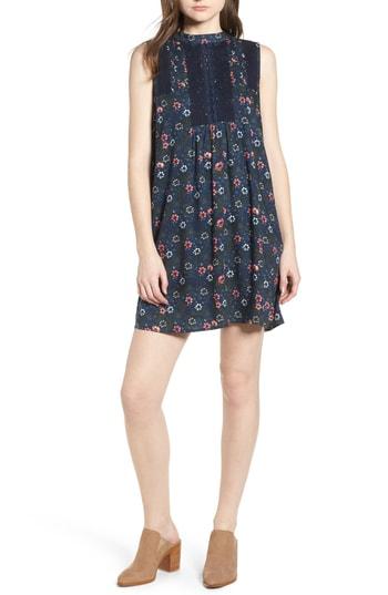 Women's Hinge Lace Detail Minidress, Size - Blue
