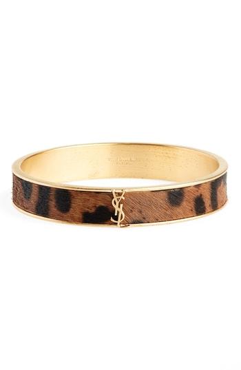 Women's Saint Laurent Leopard Look Genuine Calf Hair Bangle Bracelet