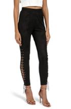 Women's Missguided Faux Suede Lace-up Pants Us / 6 Uk - Black