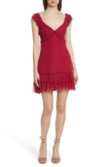 Women's Cinq A Sept Frankie Ruffle Silk Dress - Pink