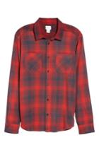 Men's Rvca Plaid Woven Shirt, Size - Red
