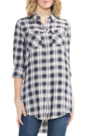 Women's Vince Camuto Plaid Jacquard Tunic Top, Size - Blue