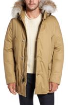 Men's Woolrich John Rich & Bros. Laminated Cotton Down Parka With Genuine Coyote Fur Trim, Size - Yellow