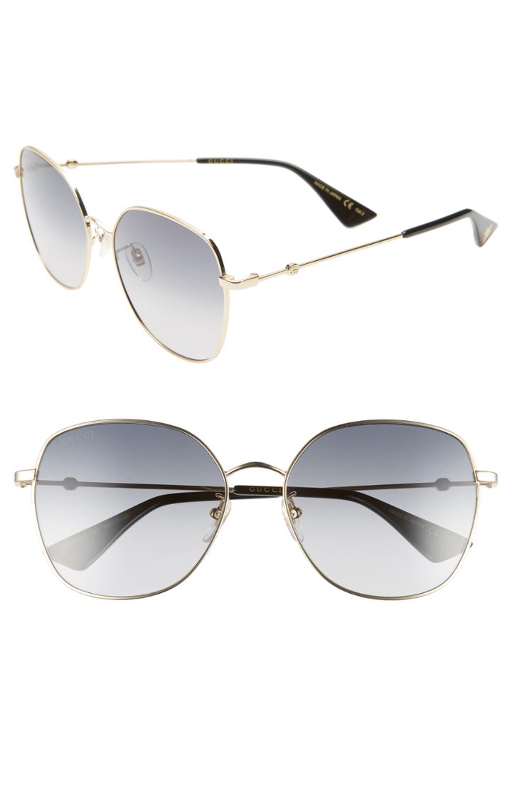 Women's Gucci 59mm Round Sunglasses - Gold/ Black Gradient