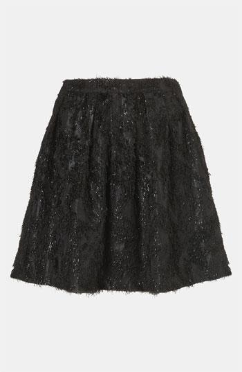 Topshop Metallic Feather Skater Skirt Black 4