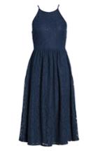 Women's Soprano High Neck Lace Midi Dress - Blue
