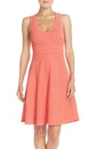 Petite Women's Adrianna Papell Stripe Ottoman Knit Sundress P - Orange