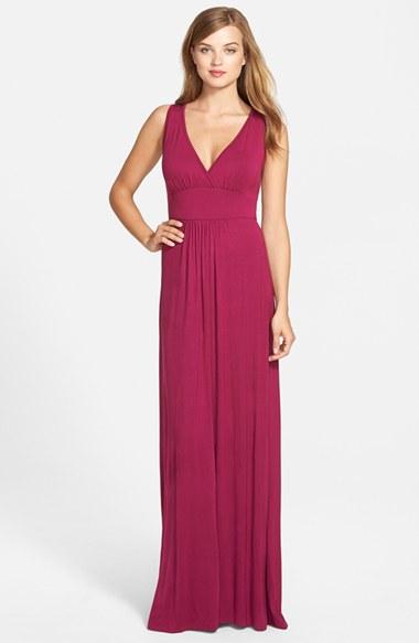 Petite Women's Loveappella V-neck Jersey Maxi Dress P - Pink