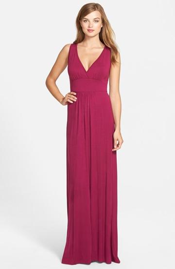 Petite Women's Loveappella V-neck Jersey Maxi Dress P - Pink