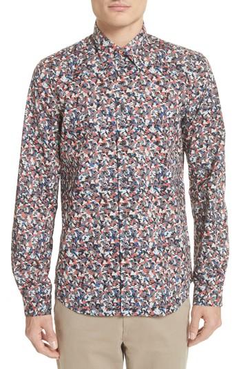Men's Ps Paul Smith Tailored Print Shirt - Orange