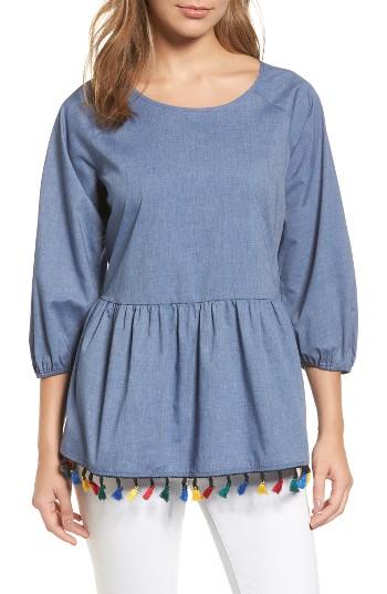 Women's Pleione Ruffle Tassel Trim Top - Blue