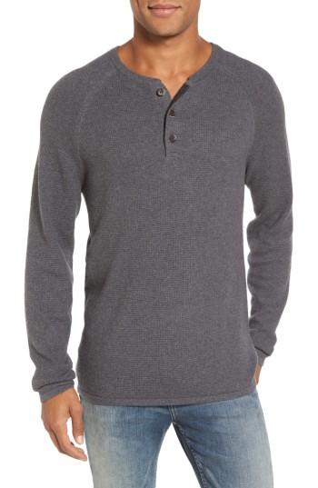 Men's Tailor Vintage Waffle Knit Henley Sweater - Grey