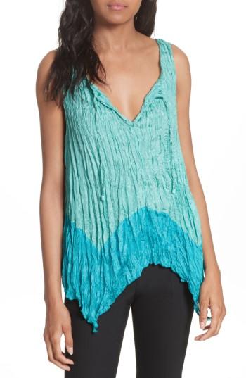 Women's Tracy Reese Handkerchief Hem Crinkle Silk Top - Blue/green