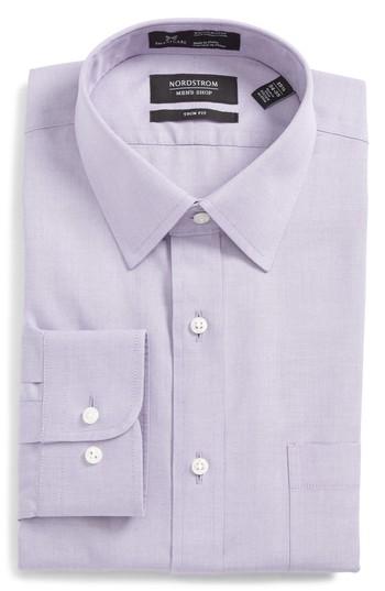 Men's Nordstrom Men's Shop Smartcare(tm) Trim Fit Solid Dress Shirt 32/33 - Purple
